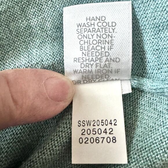 J Jill V-Neck Sweater Womens Large Petite Pullover Silk/Cotton Lt Teal Green - Picture 9 of 9